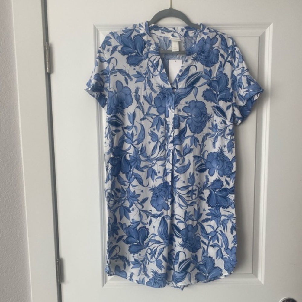 Blue Floral Shift Dress